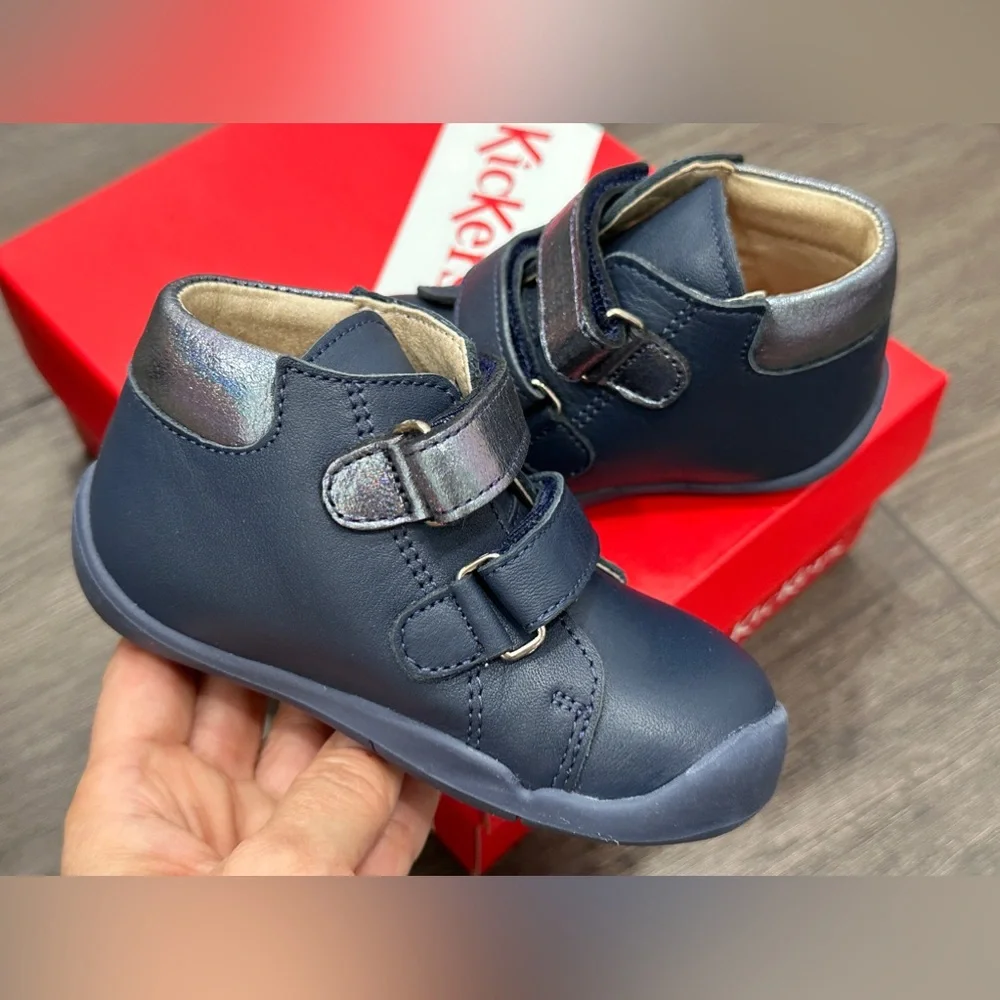 Kickers navy blue kids shoes. Size 22. US size 6. Brand new in box